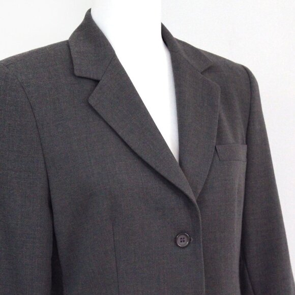 Vintage Grey Wool Blazer, FEMME DE CARRIERE Woolmark Single Breasted - Picture 4 of 6